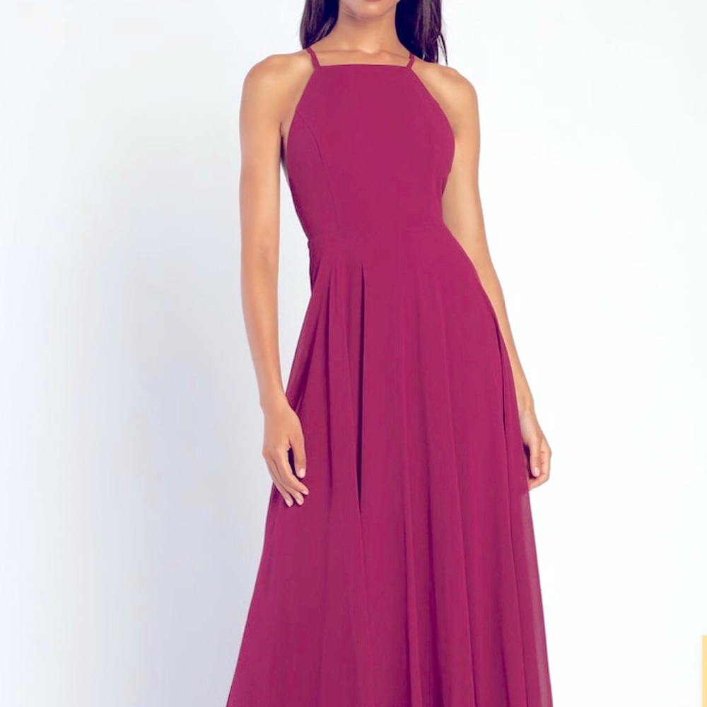 Lulu’s Mythical Kind of Love Purple Magenta Dress Open Back with cross straps